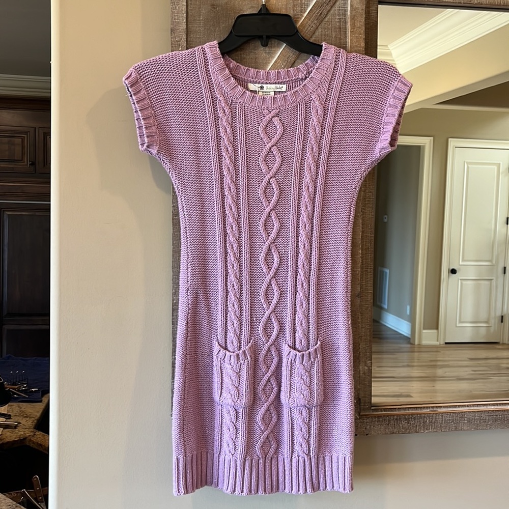 Sweater Dress Shrinking Violet Lavender Sparkly Cable Knit Girls 10 12